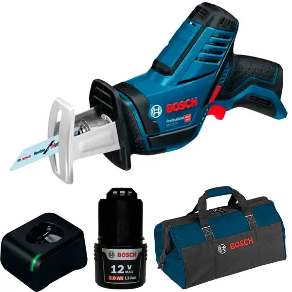 Serra Sabre à Bateria 12V GSA 12 V-LI com Bateria 2,0Ah, Carregador Bivolt e Bolsa BOSCH