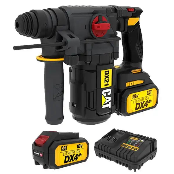 Martelete SDS-Plus à Bateria Brushless 18V com 2 Baterias e Maleta DX21 CAT + Kit SDS-Plus
